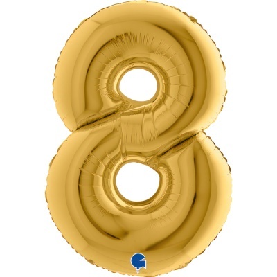Balão dourado em forma do número 8