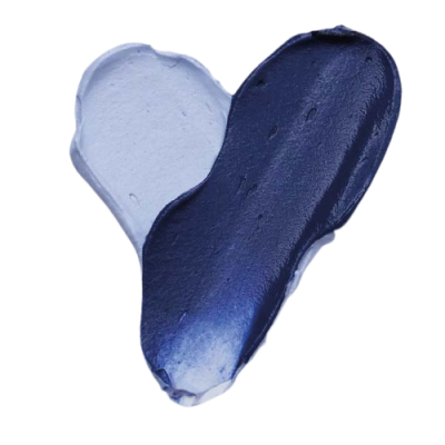 Dupla amostra de tinta em azul escuro e azul claro em formato de coração