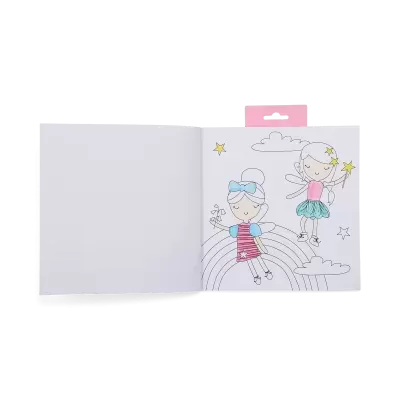 Livro para colorir com desenho de fadas, estrelas e nuvens
