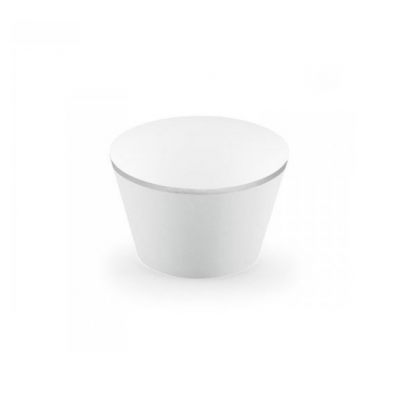 Recipiente plástico branco cónico com tampa