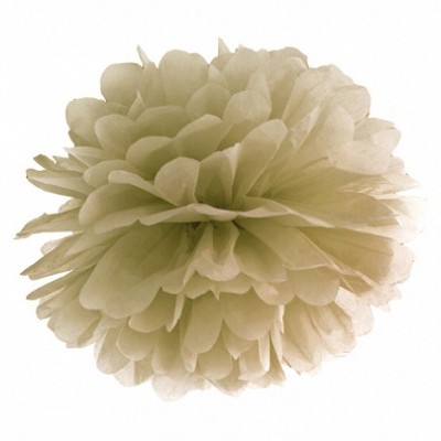 Flor decorativa artificial bege claro com pétalas sobrepostas