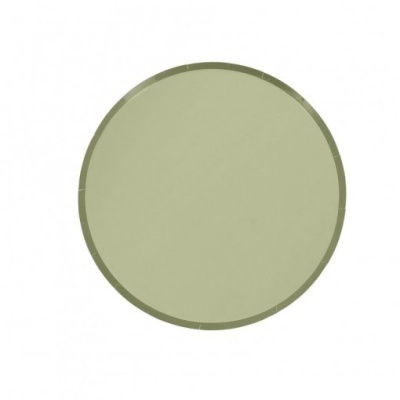 Tapete redondo verde-oliva com borda