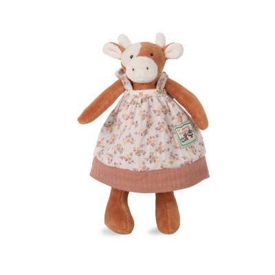 Boneco de peluche vaca com vestido floral rosa