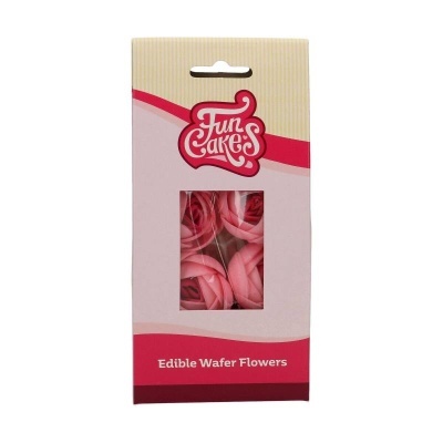 Embalagem FunCakes com flores de wafer comestíveis cor de rosa