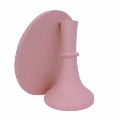 Vaso decorativo rosa claro em cerâmica com base redonda larga