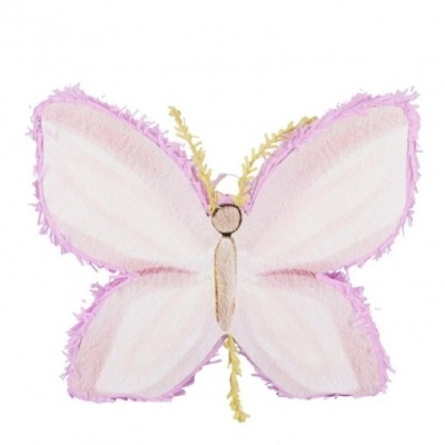 Borboleta decorativa rosa em tecido aveludado