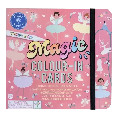 Cartas para colorir Magic Colour-In Cards com ilustrações de bailarinas em fundo rosa