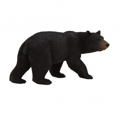 Figura decorativa de urso preto detalhado em fundo branco