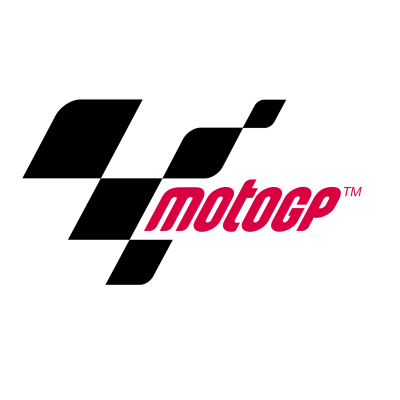 Logótipo MotoGP com padrão de xadrez preto e texto rosa