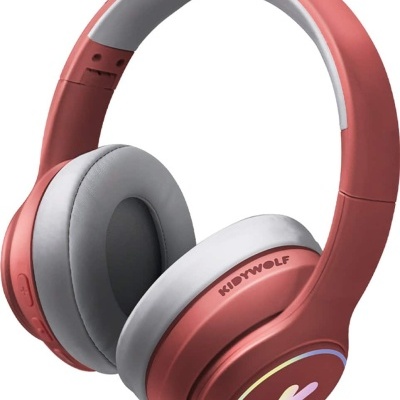 Auriculares over-ear rosa e cinza KIDYWOLF