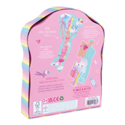 Embalagem de puzzle colorido para crianças com animais marinhos em fundo rosa