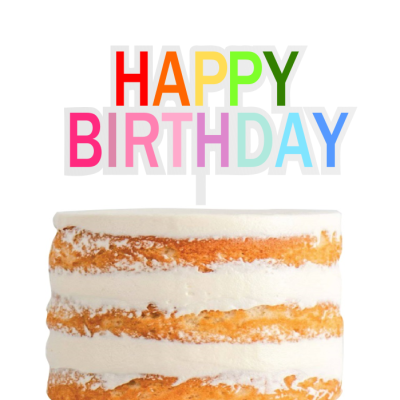 Bolo de aniversário com texto HAPPY BIRTHDAY