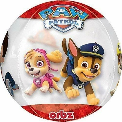 Balão redondo PAW PATROL com personagens e texto orbz.