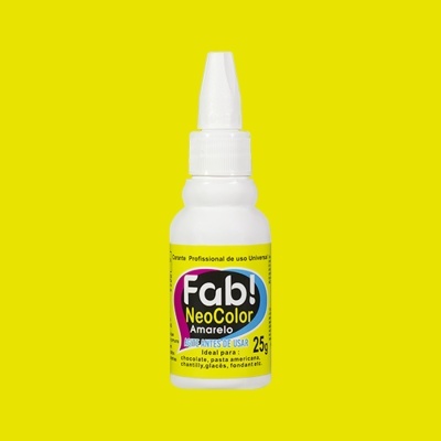 Frasco de corante alimentar Fab! NeoColor Amarelo 25g com tampa conta-gotas