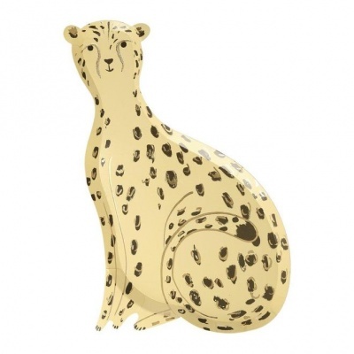 Figura decorativa de leopardo bege com manchas negras