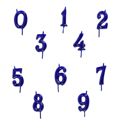 Balões azuis metálicos em forma de números de 0 a 9