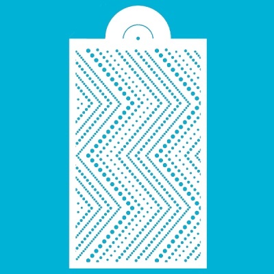 Ralador branco com padrões de pontos e linhas em fundo azul