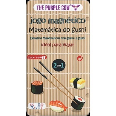 Embalagem jogo magnético Matemática do Sushi com imagens de sushi e pauzinhos sobre fundo de bambu