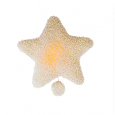 Lâmpada decorativa em forma de estrela peluda branca com cordão pendurado