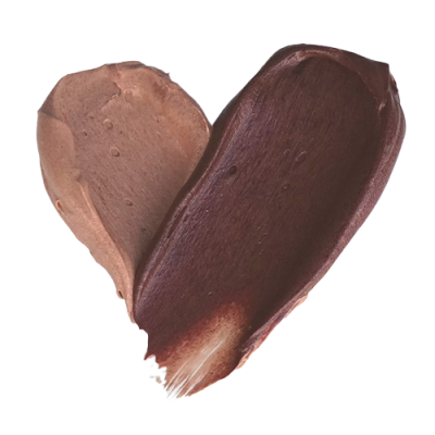 Amostras de base de maquilhagem em creme castanho claro e castanho escuro