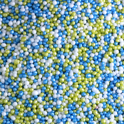 Bolinhas decorativas azuis, brancas e verdes