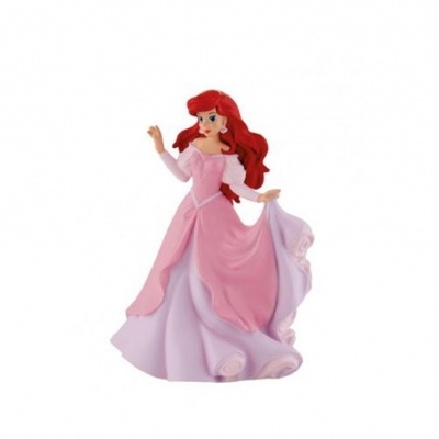 Figura de brinquedo Ariel Disney vestido rosa e lilás com cabelo vermelho
