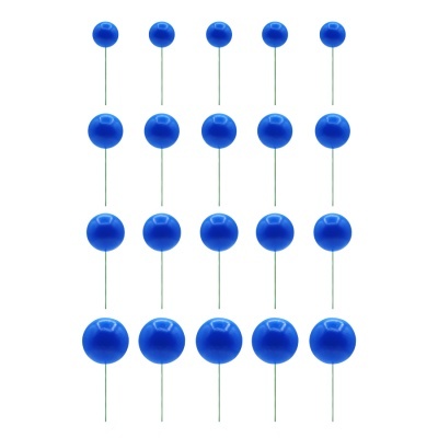 Conjunto de alfinetes de cabeça redonda azul