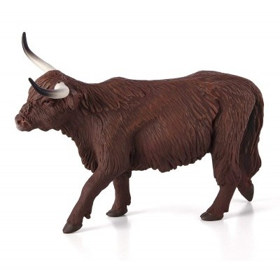Figura decorativa de búfalo castanho com chifres