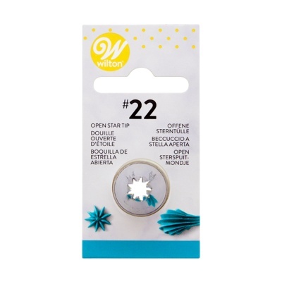 Ponteira Wilton #22 para decoração de bolos em aço inoxidável com formato de estrela aberta