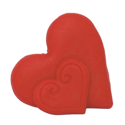 Dois corações decorativos vermelhos com padrão de espiral