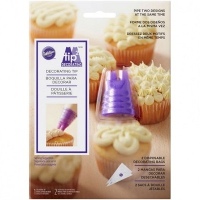 Pacote de decoração para bolos com ponta decorativa roxa e mangas descartáveis