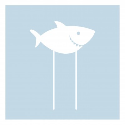 Balão decorativo branco em forma de tubarão suspenso