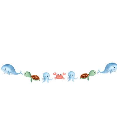 Ilustração com animais marinhos coloridos em padrão repetido