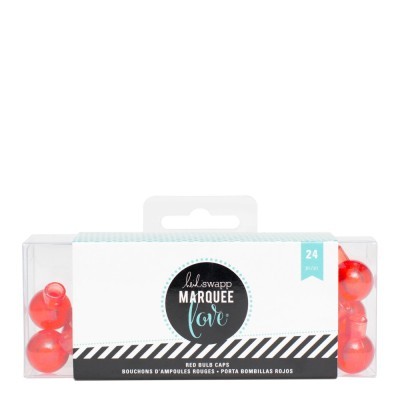 Embalagem de tampas vermelhas para ampolas com rótulo Heidi Swapp Marquee Love