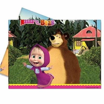 Toalha de mesa infantil Masha e o Urso com cores vibrantes