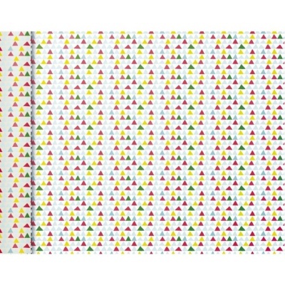 Papel de embrulho com padrão de triângulos coloridos sobre fundo branco