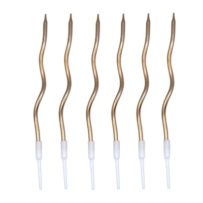 Seis limas dentárias curvas metálicas douradas com pontas brancas