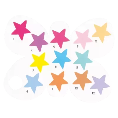 Estrelas coloridas de madeira numeradas de 1 a 12