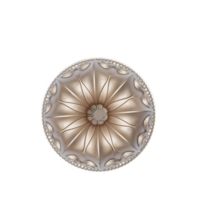 Rosácea de teto circular dourada com padrão floral em relevo