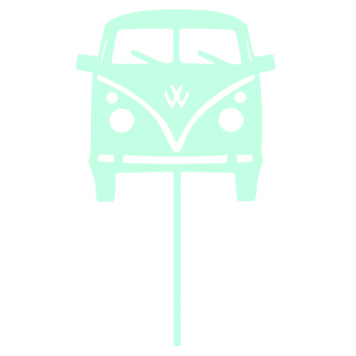 Desenho estilizado de uma carrinha VW em verde claro