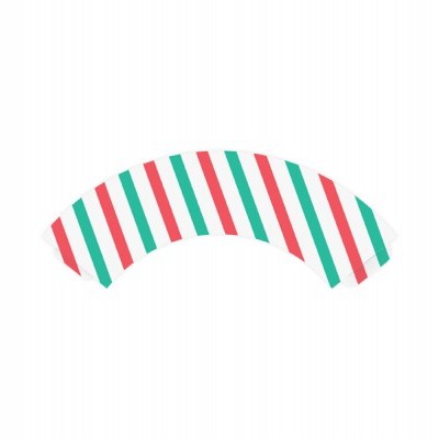 Faixa curva com riscas diagonais vermelhas, brancas e verdes