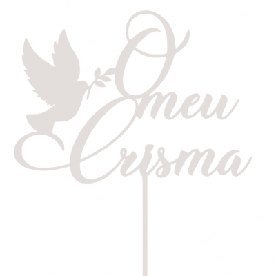 Topper decorativo branco com texto 