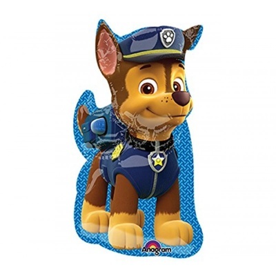 Balão de alumínio de personagem canino policial azul com estrela e pata