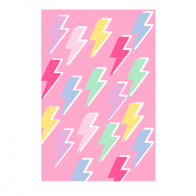 Padrão colorido de relâmpagos em fundo rosa