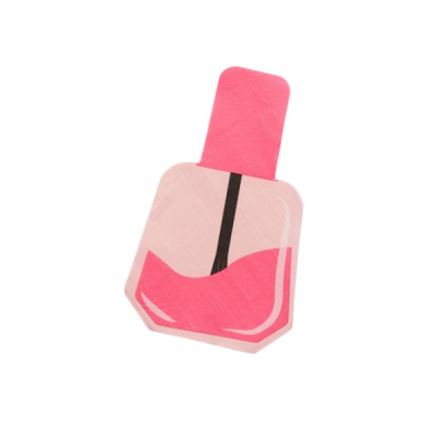 Desenho de verniz de unhas cor de rosa com pincel preto