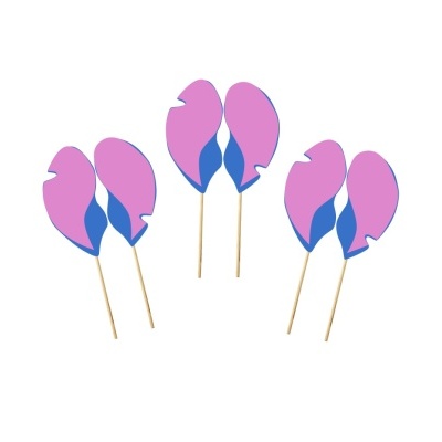 Cinco toppers para bolos ou cupcakes rosa e azul em palitos de madeira