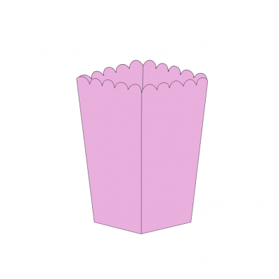 Contentor cor-de-rosa para pipocas com bordas onduladas