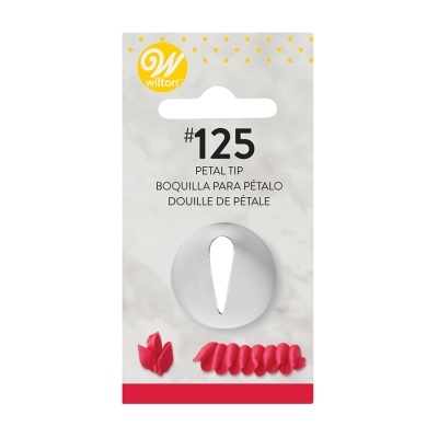 Bico de confeitar metálico Wilton #125 para pétalos em embalagem branca