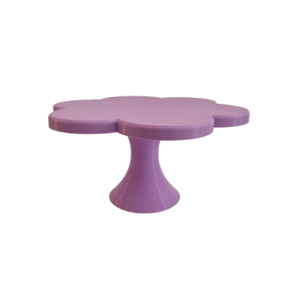 Mesa baixa lilás em forma de flor com base cónica