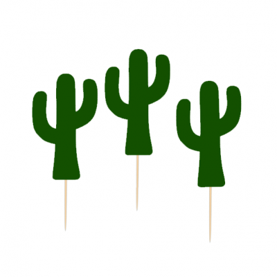 Palitos decorativos com forma de cactos verdes